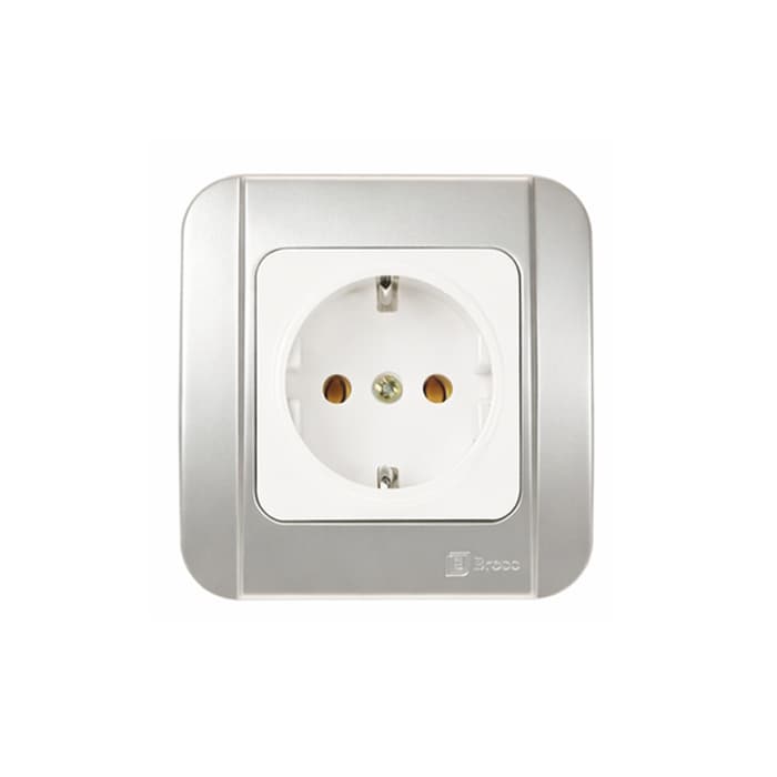 BROCO G151 STOP KONTAK - Broco G151-59 (B) Stop Kontak Silver Metallic